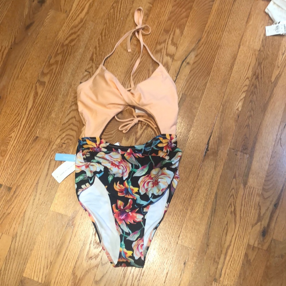 Cupshe pink and floral one piece swimsuit sz s BNWT